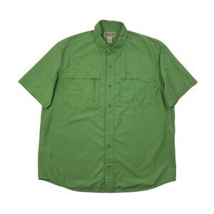 Duluth Trading Shirt Men XL Extra Large Peridot Green Button Down Vented Fishing